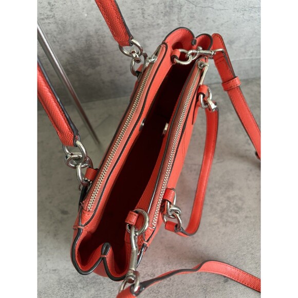 COACH Mini Christie CarryAll Crossgrain Leather Handbag Crossbody Coral EUC - Picture 4 of 7